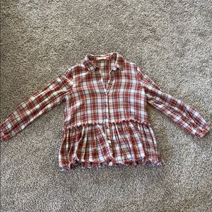 Plaid fringe top